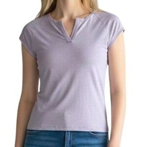NWT OGL Lavender Split Neck Cap Sleeve Brami Top M Cotton Blend Purple T-Shirt